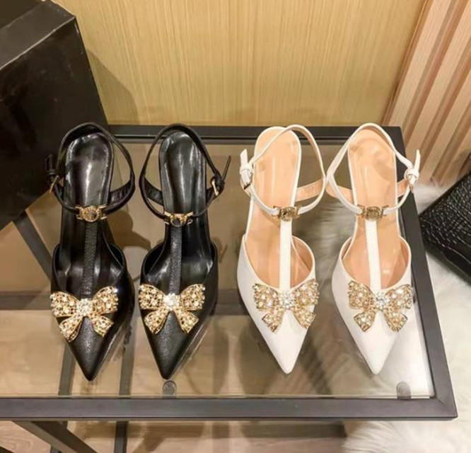 Women's Rhinestone Sandals Metal Butterfly Pointed Tip Shallow Mouth High Heel, White
Women's Rhinestone Sandals Metal Butterfly Pointed Tip Shallow Mouth High Heel, White