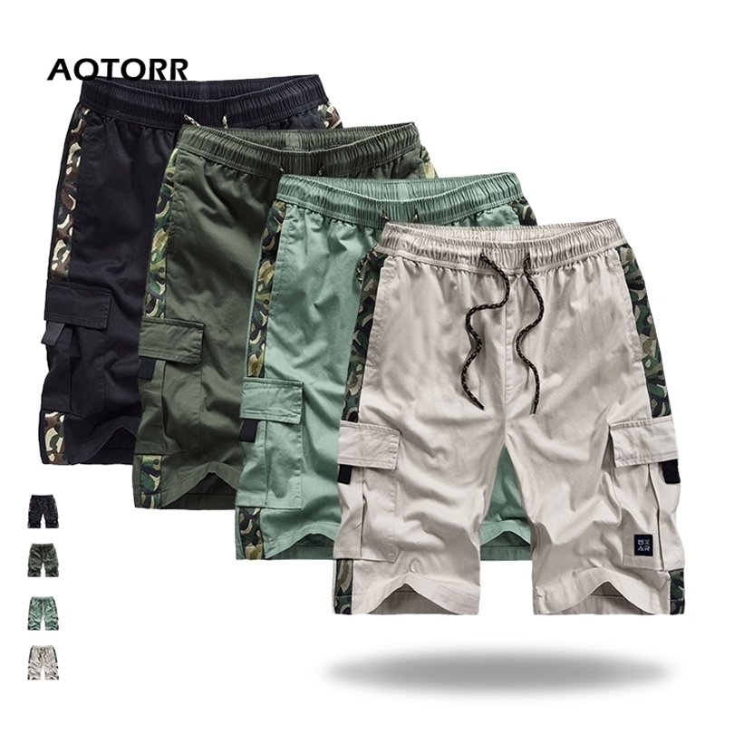 Summer Cargo Shorts Men Patchwork Camouflage Slim Fit Short Pants New Male Casual Shorts Plus Size 7XL 8XL spodenki meskie T200512