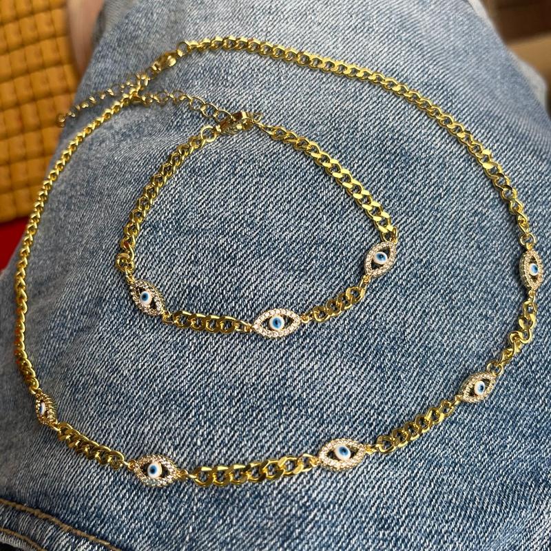 Pendant Necklaces 5Pcs Bohemian Style Cz Zirconia Eye Charms Gold Chain Bracelet Necklace Jewelry Set DesignsPendant
Pendant Necklaces 5Pcs Bohemian Style Cz Zirconia Eye Charms Gold Chain Bracelet Necklace Jewelry Set DesignsPendant