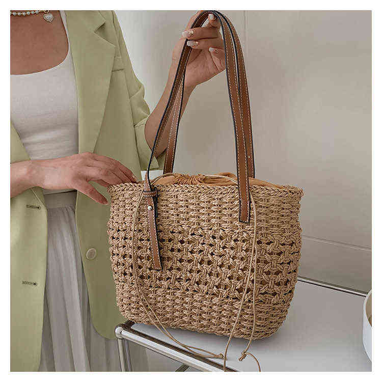 Hollow Straw Woven Bag Women's Summer New Large Capacity Tote Fashion Versatile Single Shoulder Messenger Bag 220614, Creamy-white
Hollow Straw Woven Bag Women's Summer New Large Capacity Tote Fashion Versatile Single Shoulder Messenger Bag 220614, Creamy-white