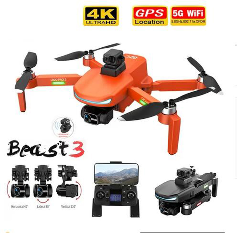 L800 PRO2 Drone Aircraft GPS 5G WIFI 4K HD Professional Camera 3-axis Anti-shake Gimbal Brushless Motor Obstacle Avoidance Dron Pro 2, Orange
L800 PRO2 Drone Aircraft GPS 5G WIFI 4K HD Professional Camera 3-axis Anti-shake Gimbal Brushless Motor Obstacle Avoidance Dron Pro 2, Orange