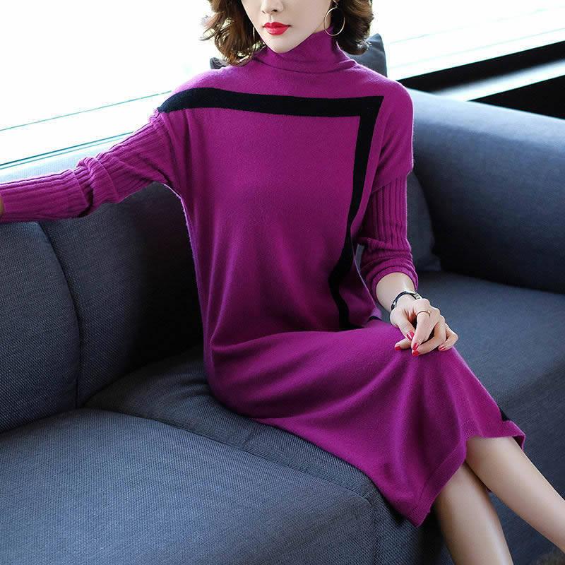 Casual Dresses Women 2022 Autumn Winter Turtleneck Oversized Knitted Dress Female Long Sleeve Elegant Midi Sweater Vestidos X472, Black;gray
Casual Dresses Women 2022 Autumn Winter Turtleneck Oversized Knitted Dress Female Long Sleeve Elegant Midi Sweater Vestidos X472, Black;gray