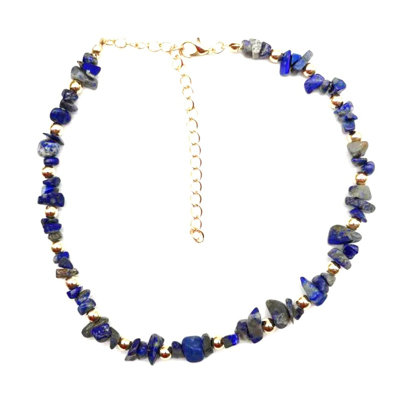 New Fashion Rainbow Color Natural Stone Choker Necklace Handmade Gravel Jewelry