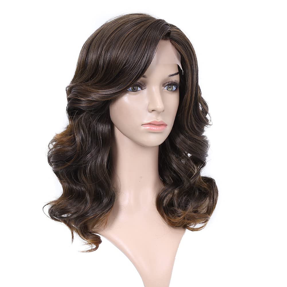 Lady's Loose Wave Lace Part Wig Pure Color Nature Curly Synthetic Heat Resistant Weave Full Wigs for Women