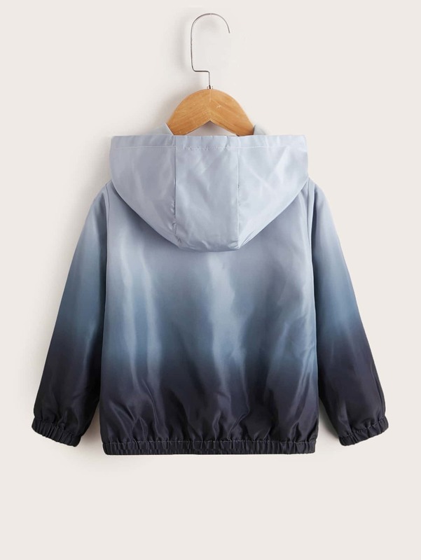 Toddler Boys Ombre Letter Graphic Zipper Hooded Jacket SHE