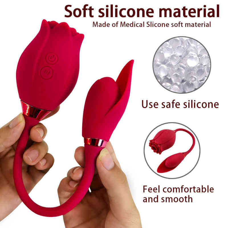 NXY Vibrators Sexy Toy Clitoral g Spot Silicon 3 in 1 Tongue Sucking Rose Women 0411