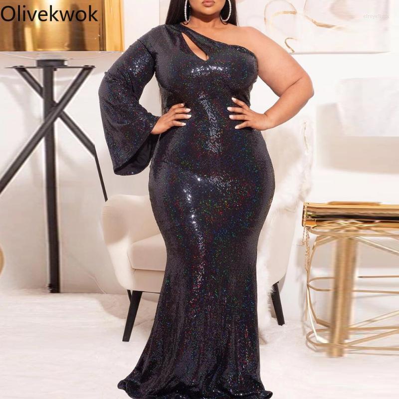 Plus Size Dresses Olivekwok Woman Solid Trumpet / Mermaid Dress Flare Sleeve Sequined Sexy Skew Collar Floor-Length Evening DressesPlus Elro, Black
Plus Size Dresses Olivekwok Woman Solid Trumpet / Mermaid Dress Flare Sleeve Sequined Sexy Skew Collar Floor-Length Evening DressesPlus Elro, Black