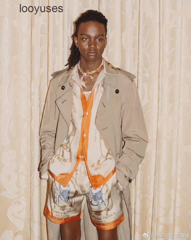 Amirs Designer t Shirts Amires Spring Summer Series Show Short Sleeve Shirt Set Silk Zig Zag Figure Print Shirt, Orange shorts
Amirs Designer t Shirts Amires Spring Summer Series Show Short Sleeve Shirt Set Silk Zig Zag Figure Print Shirt, Orange shorts