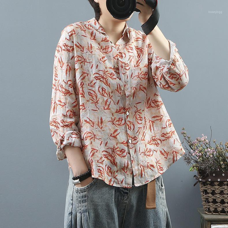 Spring Shirts Women Casual Print Linen Loose Single Breasted Turn-down Collar Female Fashion Tops Women's Blouses &, Red
Spring Shirts Women Casual Print Linen Loose Single Breasted Turn-down Collar Female Fashion Tops Women's Blouses &, Red