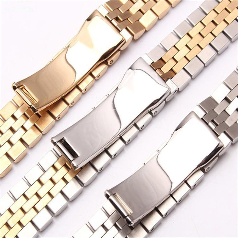 Watch accessories steel strap male 13mm17mm20mm sports for Rolex luxury series five beads full solid women watch band 220624