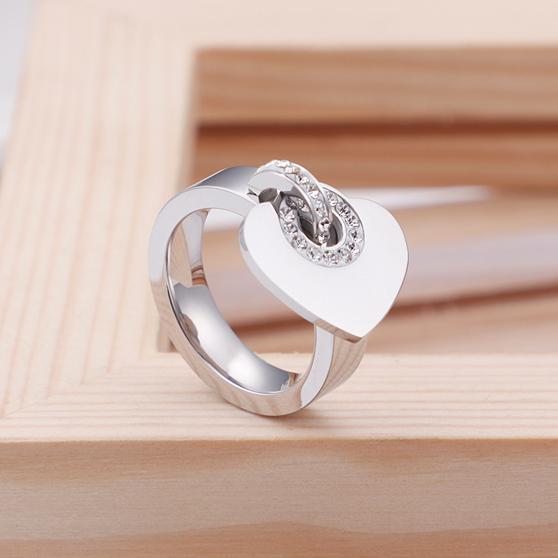 Real Love Heart Promise Ring Stainless Steel 18k Gold Plated Couple Wedding Ring Jewelry