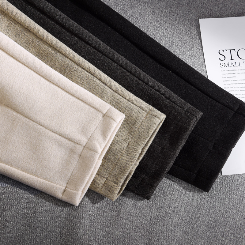 Spring and Winter Wool Pants Korean Style Women High Waist Belted Harem Slim Trousers Female Warm Long 699 220325
