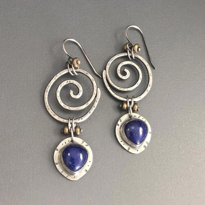Dangle & Chandelier Trend Boho Vintage Hollow Spiral Blue Stone Drop Earrings For Women Ethnic Tribal Silver Color Whirl JewelryDangle
Dangle & Chandelier Trend Boho Vintage Hollow Spiral Blue Stone Drop Earrings For Women Ethnic Tribal Silver Color Whirl JewelryDangle