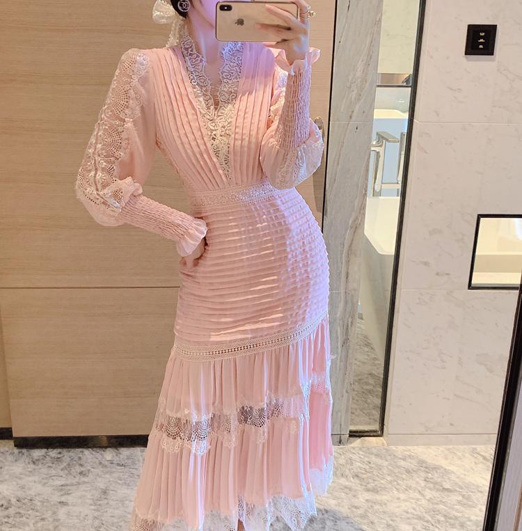 Casual Dresses Fashion Runway Women Pleated Party Dress Spring Sexy V Neck Lantern Sleeve Chiffon Patchwork Lace Bodycon Slim Long PinkCasua, Black
Casual Dresses Fashion Runway Women Pleated Party Dress Spring Sexy V Neck Lantern Sleeve Chiffon Patchwork Lace Bodycon Slim Long PinkCasua, Black