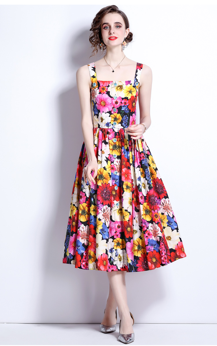 2022 Summer Beach Slip Casual Dress Women's Off Shoulder Backless Floral Print Single Breasted Holiday Vestidos Sexys Mujer Evening Party Dress