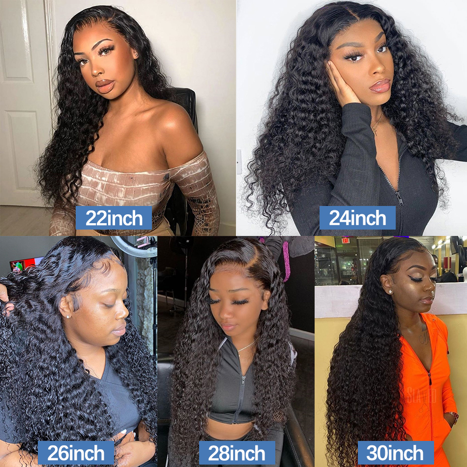 Free shipping 30 inch Long 13x4 Deep Wave Front Wigs Loose Water Curly Synthetic Lace Frontal Closure Hair Wig For Women 250 Density