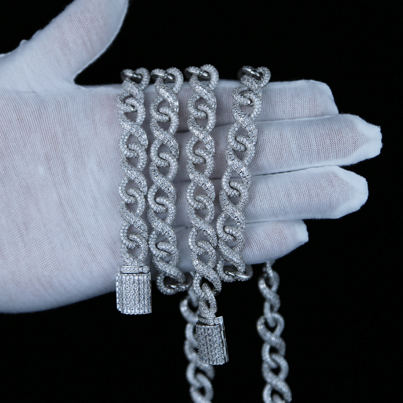 New Arrived High Qulaity Infinity Symbol Necklace Bling 5A Cubic Zirconia CZ Punk Jewelry with Flip Button 8 Heavy Cuban Chain hip hop jewelry