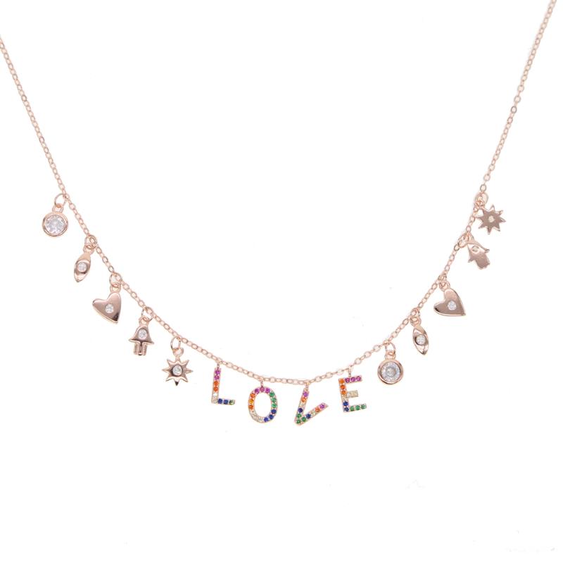 Chains Summer Women Girl Fashion Lovely Rainbow CZ Choker Necklace Delicate Small Letter Charm 925 Sterling Pendant JewelryChains
Chains Summer Women Girl Fashion Lovely Rainbow CZ Choker Necklace Delicate Small Letter Charm 925 Sterling Pendant JewelryChains