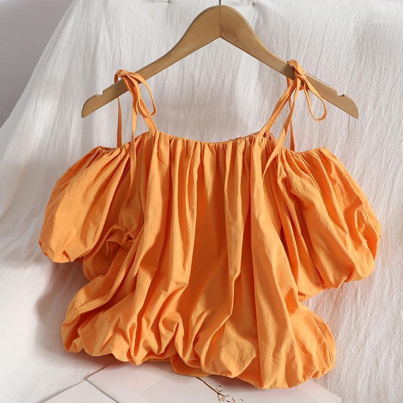 Women's Blouses & Shirts Tie Up Versatile Shoulder - Off Collar Halter Shirt Summer Korean Version Thin Bubble Sleeves Pure Color Short Jack, Blue
Women's Blouses & Shirts Tie Up Versatile Shoulder - Off Collar Halter Shirt Summer Korean Version Thin Bubble Sleeves Pure Color Short Jack, Blue