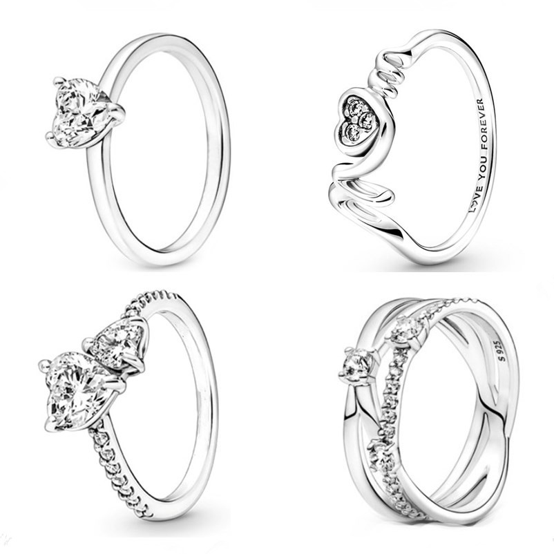2024 Popular 925 silver rings Fashion crystal ring The shiny heart ring ladies DIY exquisite necklace jewelry production