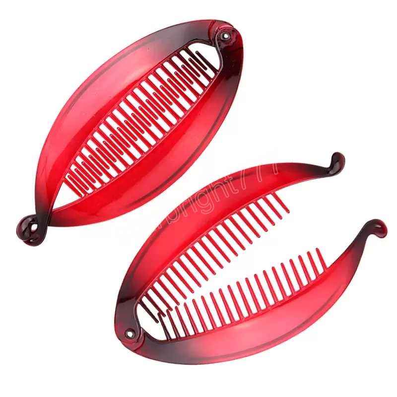 Women Transparent Plastic Hairpin Lady Fashion Handmade Horsetail Lentil Vertical Banana Hair Clips Multicolor