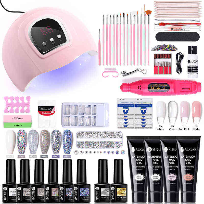 NXY Nail Gel Set Uv Led Lamp Dryer with 6pcs Polish Kit Soak Off Manicure Tools Electric Drill Tool 0328