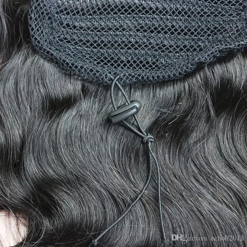 Fashion youg girl curly ponytail braided deep wave drawstring ponytail hairpiece 100g-160g clip in brazilian hair ponytail extension natural black 1b