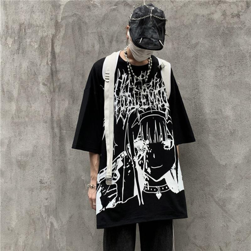 Men039s TShirts Emo Women Men Gothic Anime T Shirt Hip Hop Top Tees Oversized Streetwear Harajuku Tshirt Short Sleeve Alt Tee2513085
