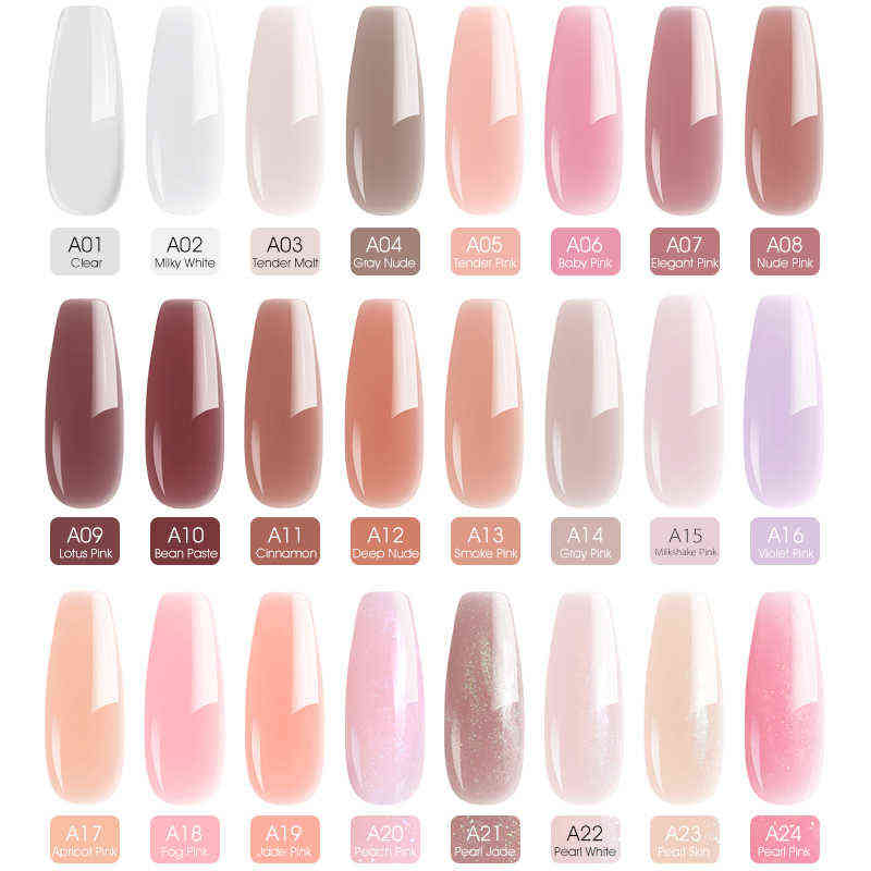 NXY Nail Gel Clear Color Extension Pearl Glittle Canni Supply Camouflage Fasting Jelly Self Leveling Acrylic 0328