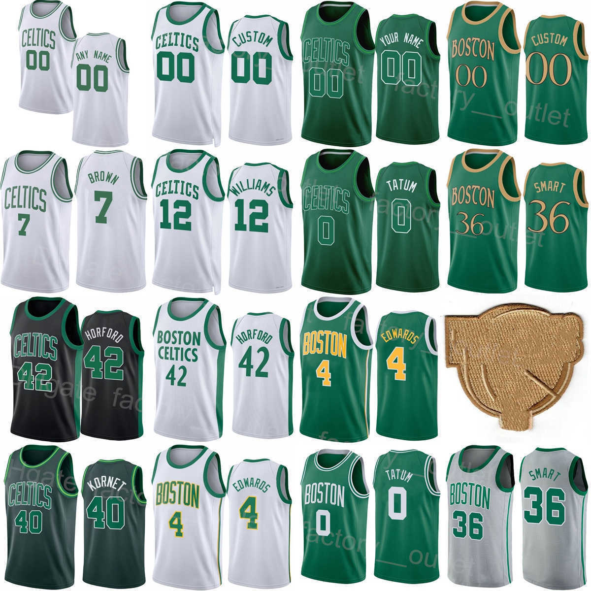 The Finals Screen Printed Basketball Jaylen Brown Jersey 7 Jayson Tatum 0 Dennis Schroder 17 Al Horford 42 Marcus Smart 36 Grant Williams 12 Colo