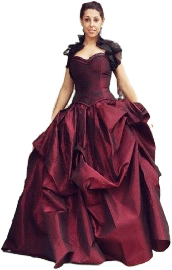Costumes Dark Red Gothic Wedding Dress 2022 Boho Vintage Black Halter Taffeta Ruffles Medieval Corset Country Wedding Dresses Vestido De Novia Robe Ma