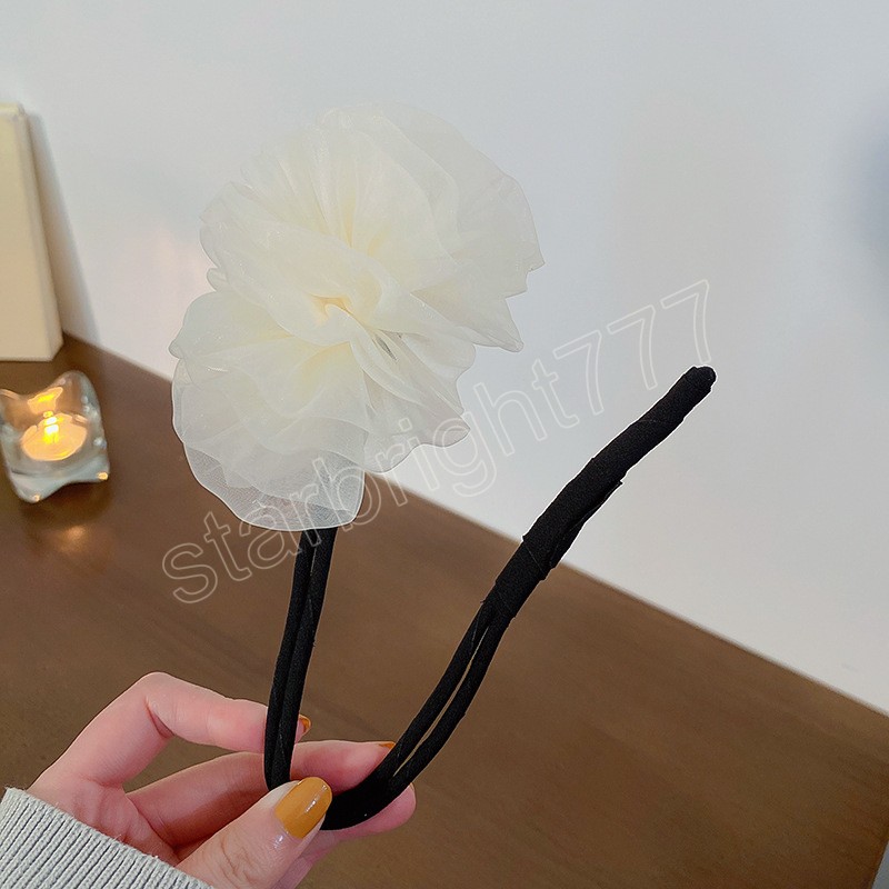 Women Elegant Flowers Bun Maruko Hairstyles Making Long Tools Sweet Headband Hairbands Fashion Hair Accessories