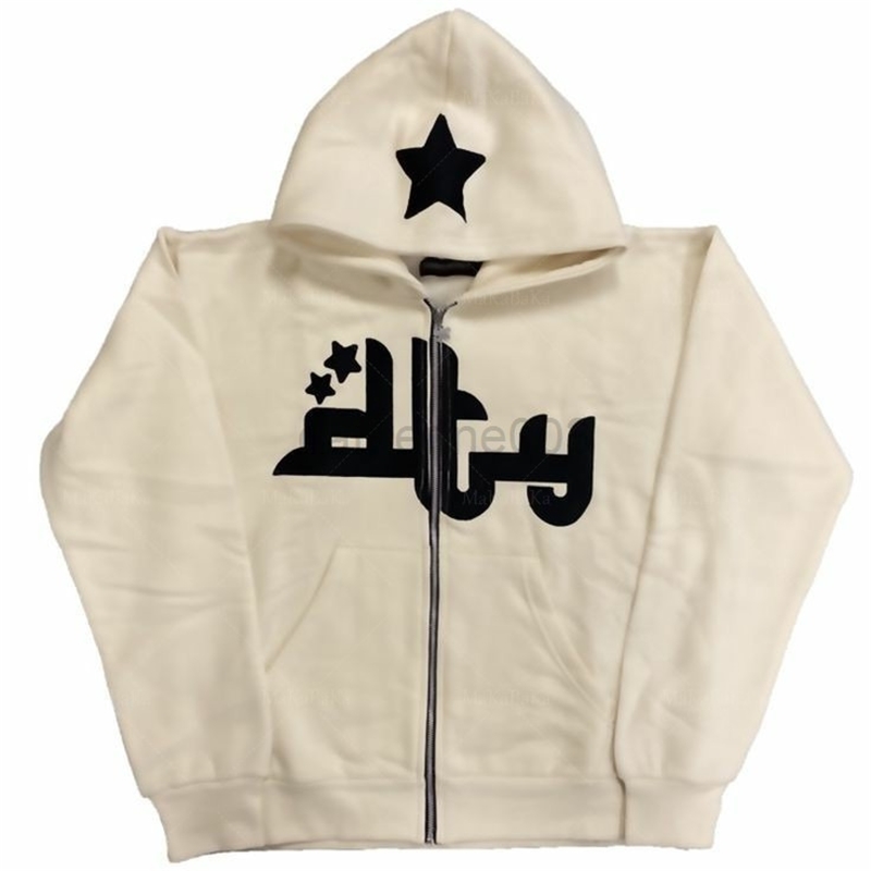 Rhinestone Gothic Punk Star Long Sleeve Zip Hoodie Harajuku Hip Hop Streetwear Grunge Fashion Punk Sports Jacket Y2k Jacket Men G22