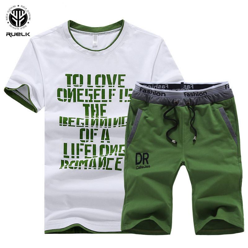 Men's Tracksuits Mens Fitness Tracksuit Set Summer Casual Sporting Suit Fashion Men Shorts Sets Outwear Short-Sleeved Shirt +Shorts, Green
Men's Tracksuits Mens Fitness Tracksuit Set Summer Casual Sporting Suit Fashion Men Shorts Sets Outwear Short-Sleeved Shirt +Shorts, Green
