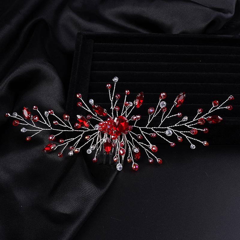 Headpieces Rhinestone Red Crystal Hair Comb For Wedding Headdress Handmade Vintage Bridal Headwear Accessories Women Party Headpiece TiarasH
Headpieces Rhinestone Red Crystal Hair Comb For Wedding Headdress Handmade Vintage Bridal Headwear Accessories Women Party Headpiece TiarasH