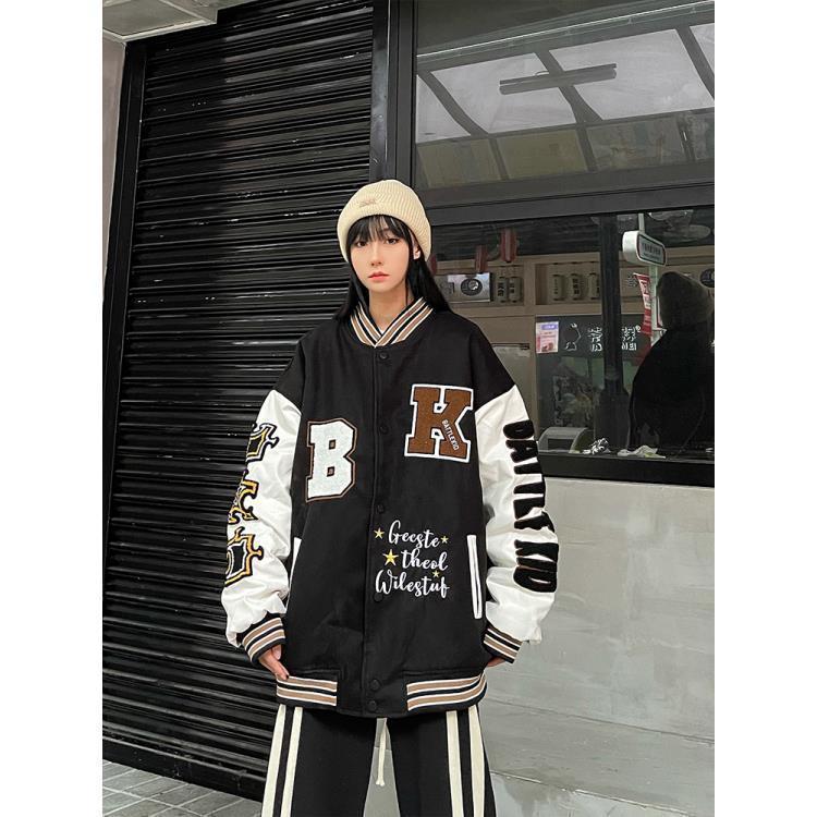 Mens Jackets street retro Letter embroidery baseball uniform cotton bomber a220823