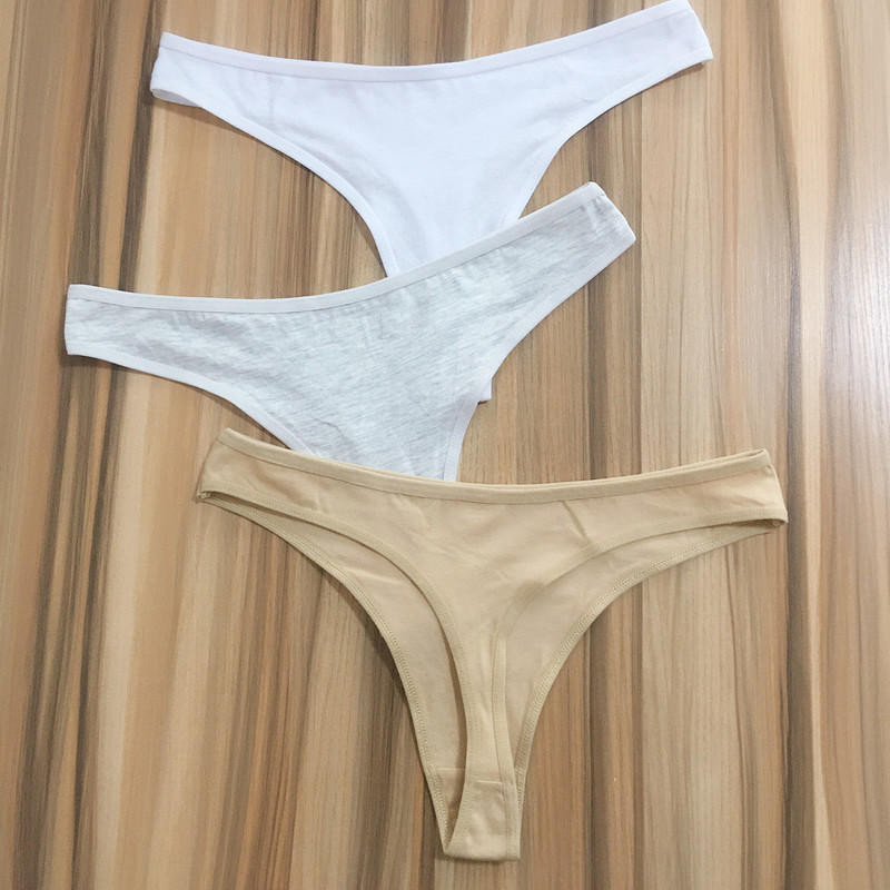 Plus Size Cotton Thongs For Women, 6-Pack Of Solid Color Underwear In XXL