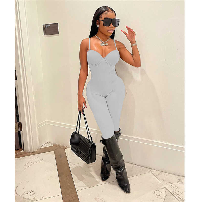 2023 Sexy Jumpsuits for Women Summer Sleeveless Playsuits Spaghetti Strap Onesies Nightclub Sexy Solid Rompers