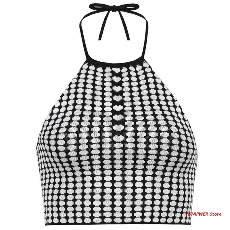 Women's Tanks & Camis Women Summer Sexy Halter Backless Crop Top Vintage Polka Dot Heart Knitted Camisole Harajuku Black White Casual Slim B, As pic
Women's Tanks & Camis Women Summer Sexy Halter Backless Crop Top Vintage Polka Dot Heart Knitted Camisole Harajuku Black White Casual Slim B, As pic