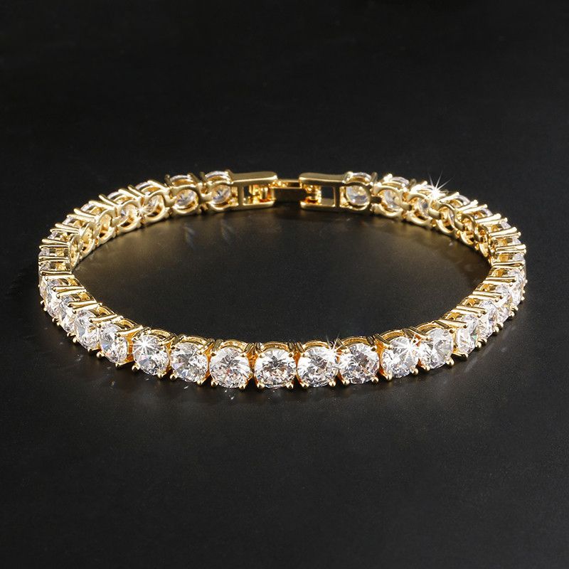 5mm Hip Hop Tennis Chain Bracelets Bling Gold Plated Men Women Party Jewelry Gift