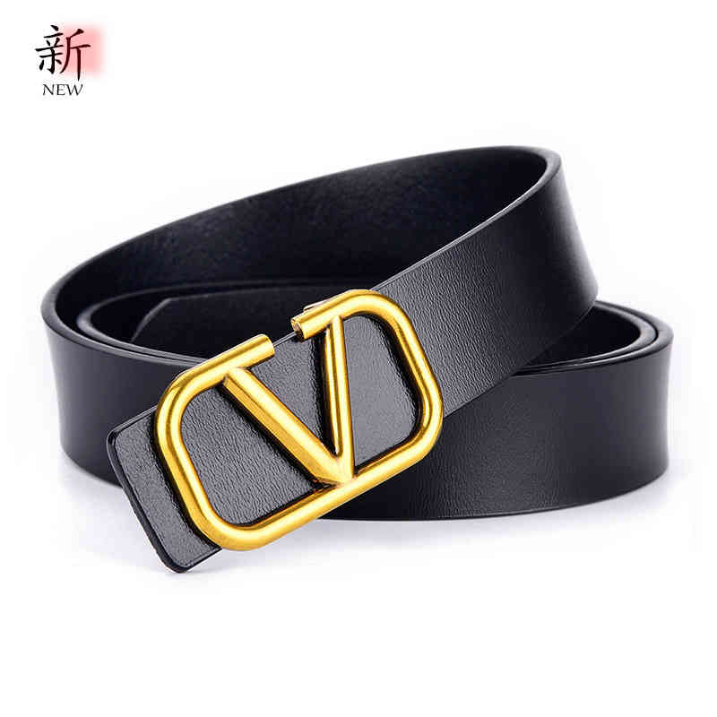 Women's fashion versatile leather women's smooth buckle belt, Black 
Women's fashion versatile leather women's smooth buckle belt, Black
