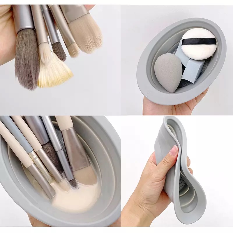 Silicone Makeup Brush Cleaner Bowl Foldable Cleaning Mat Cosmetic Eyeshadow Powder Brushes Cleaner Tazon Limpiador De Brochas De Maquillaje De Silicon