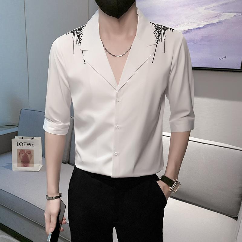 Men's Casual Shirts Black/White Simple Embroidery Tuxedo Prom Men Clothing 2022 Turn Down Collar Slim Fit Half Sleeve Chemise HommeMen's
Men's Casual Shirts Black/White Simple Embroidery Tuxedo Prom Men Clothing 2022 Turn Down Collar Slim Fit Half Sleeve Chemise HommeMen's