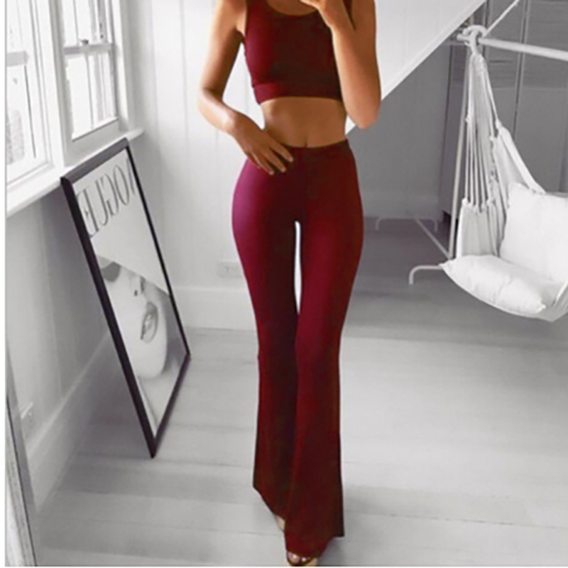 Casual High Waist Long Pant Autumn Elegant Office Lady Solid Flare Pants Fashion Stretch Thin Slim Wide Leg Trousers Streetwear 220325