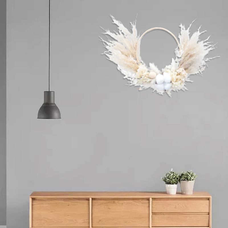 Decorative Flowers Wreaths Natural Pampas Dried Flower Wreath For Home Decor Boho Grass Phragmites Garland Autum Wedding Decorat6584458