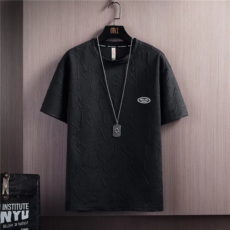Summer Tshirt Shorts 2 Pieces Set White Tracksuit Men s 3D Letters Vintage Streetwear Creative Pattern Men Sets Short Outfits 220615