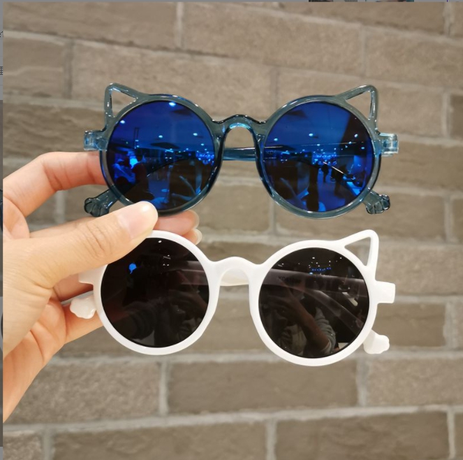 Wholesale Cute Pink Ear Kids Sunglasses Cat Eye Children Glasses Girls Red Black Baby Boys Round Eyeglasses Party Eyewear Z260305