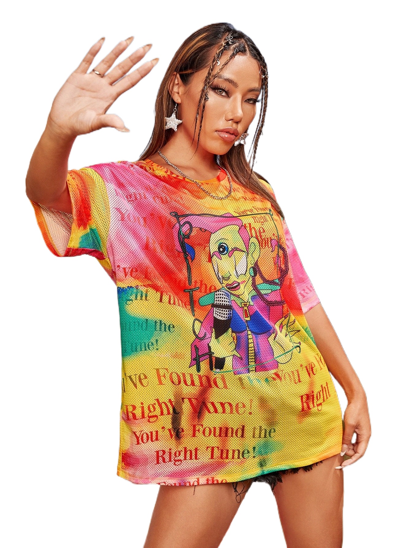 x Victor Pigoretti Tie Dye Slogan & Figure Graphic Drop Shoulder Tee q47F#, Multicolor
x Victor Pigoretti Tie Dye Slogan & Figure Graphic Drop Shoulder Tee q47F#, Multicolor