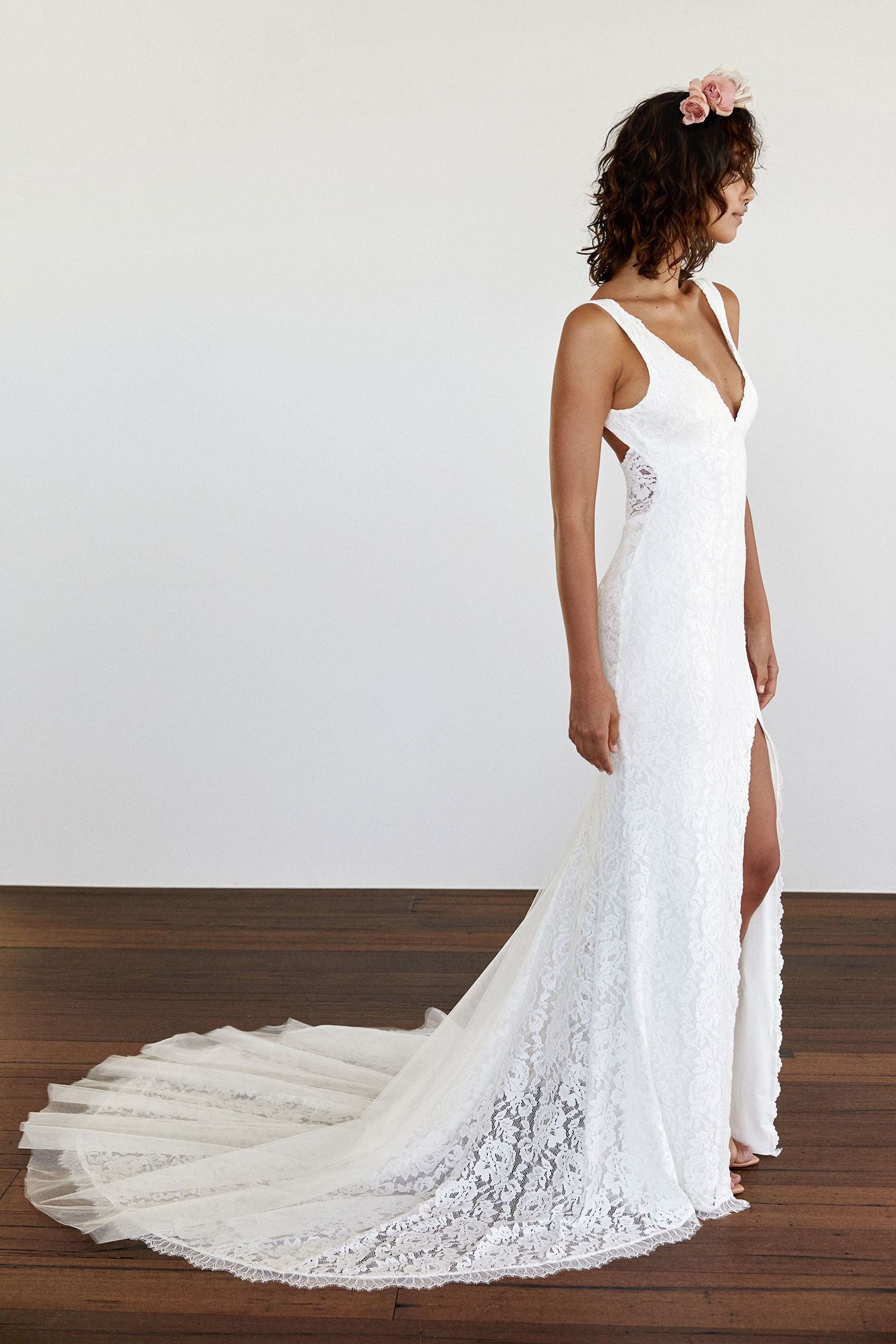 beach mermaid wedding dresses 2022 sexy v-neck backless front slit full lace bohemian summer holiday bridal dress vestidos de novia encaje