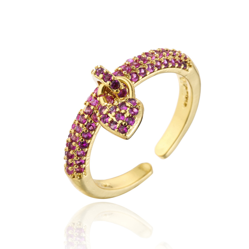 New Fashion Micro Pave Heart Charm Ring for Women Gift